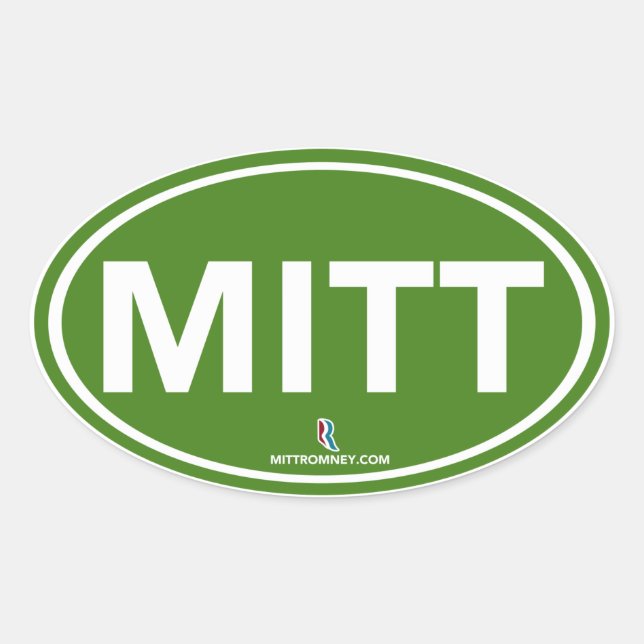 Adesivo Oval Romney Ryan Mitt Sticker Oval (Verde) (Frente)
