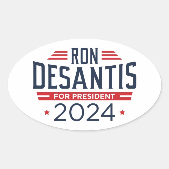 Adesivo Oval Ron DeSantis Para O Presidente 2024 (Frente)