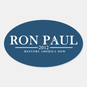 Adesivo Oval Ron Paul 2012 - Restauração América agora