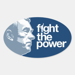 Adesivo Oval Ron Paul Fight The Power Stickers