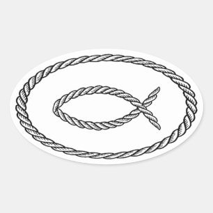 Adesivo Oval Rope Ichthus - Estilo Euro
