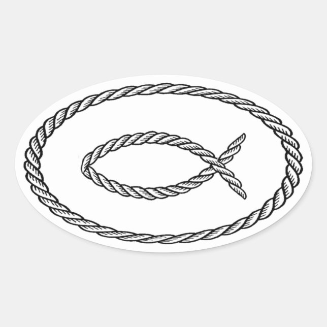 Adesivo Oval Rope Ichthus - Estilo Euro (Frente)