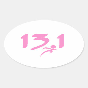 Adesivo Oval Rosa 13,1 meia maratona