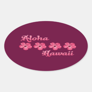 Adesivo Oval Rosa Aloha Hawaii