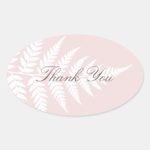 Adesivo Oval Rosa Bege Branco Feto Elegante Obrigado