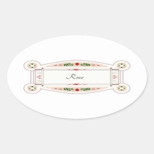 Adesivo Oval rosa de Étiquette do Metro Colant avec