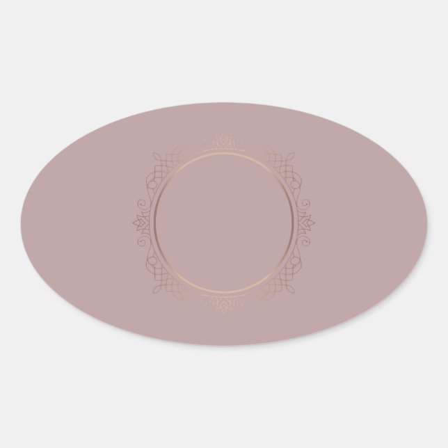 Adesivo Oval Rosa na moda Dourado Adicionar seu Modelo de Vazio (Frente)