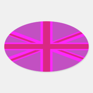Adesivo Oval Rosa quente Fushia Union Jack