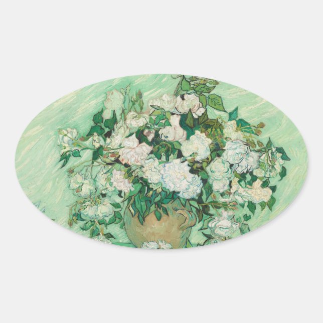 Adesivo Oval Rosas - Buquê das flores (Frente)