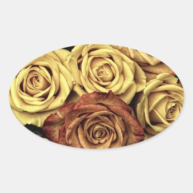 Adesivo Oval Rosas Vintage (Frente)
