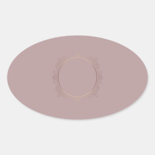 Adesivo Oval Rose Gold Adicione Seu Texto Modelo em Branco Tend