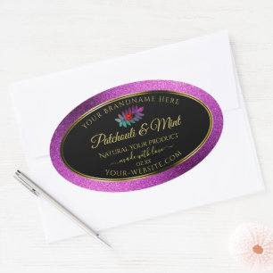 Adesivo Oval Rotulagem de Produto Preto Roxo Moderno - Ladybug