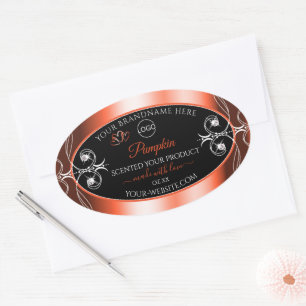 Adesivo Oval Rotulagem de produto vermelho laranja Negra Orname