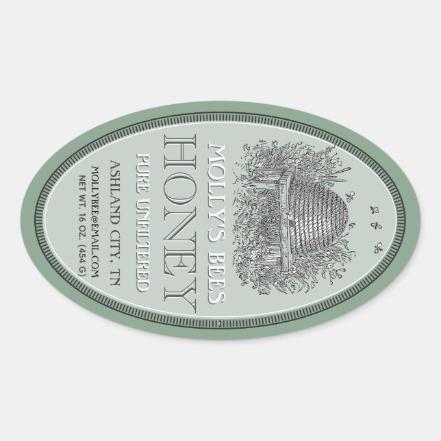 Adesivo Oval Rótulo De Borda De Oval De Mel Vintage (Frente)