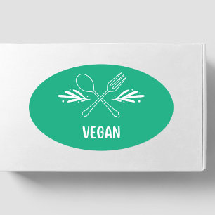 Adesivo Oval Rótulo de Comida Vegana