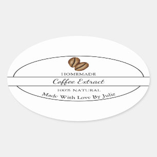 Adesivo Oval Rótulo de Extração de Café Caseiro Simples