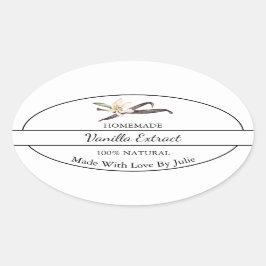 Adesivo Oval Rótulo de Extrato de Vanilla Homemade Simples