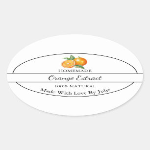 Adesivo Oval Rótulo de Extrato Laranja Simples