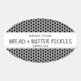 Adesivo Oval Rótulo de latência preto e branco moderno