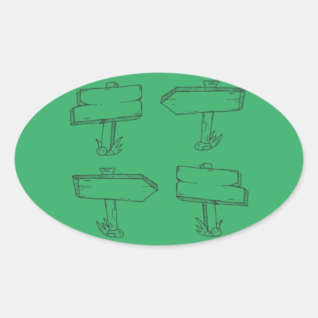 Adesivo Oval rótulo-de-madeira-caminho-marca (Frente)