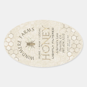 Adesivo Oval Rótulo de Mel de Queenline 16/32oz Honeycomb Abelh