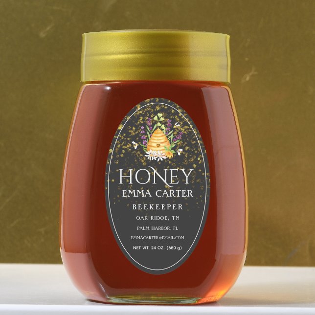 Adesivo Oval Rótulo de Mel Ivory 24 oz Queen-line (Honey jar Sticker)