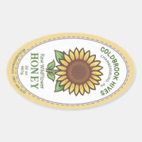 Rótulo de Mel Oval Sunflower Queenline Jar