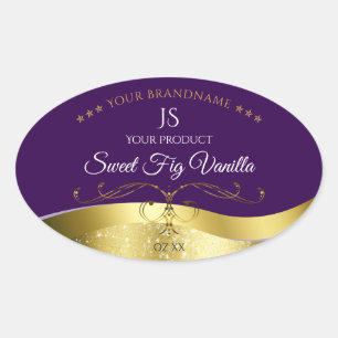 Adesivo Oval Rótulo de Monograma de Dourado Decor Escuro de De