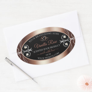 Adesivo Oval Rótulo de Produto de Decor Shimmery em Black Roseg