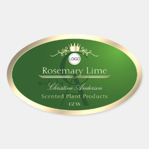 Adesivo Oval Rótulo de Produto Verde Escuro com Logotipo de Mol