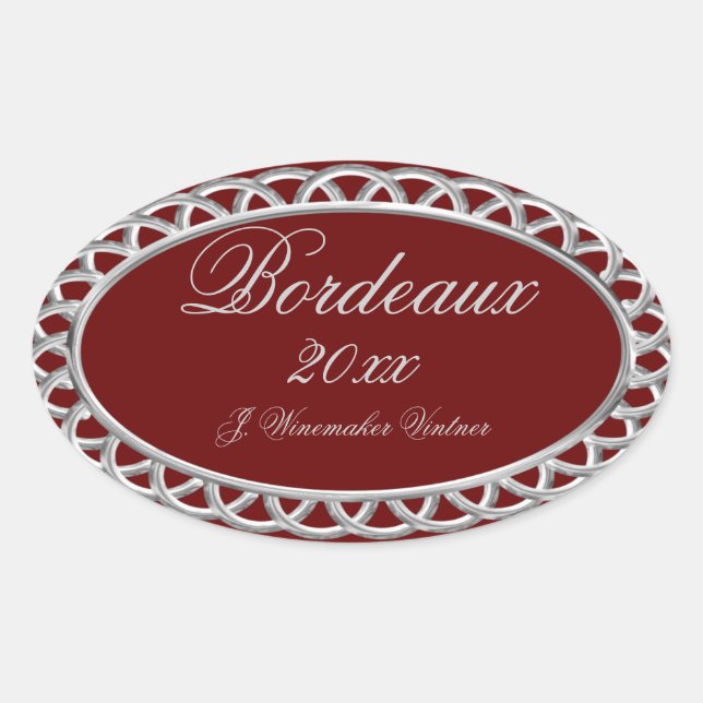 Adesivo Oval Rótulo de Vinho Borgonha e Silver Homemade (Frente)