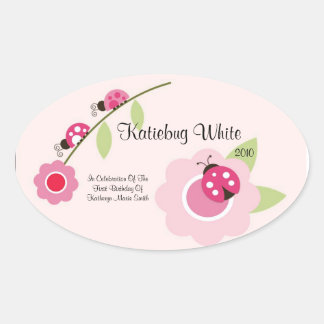 Adesivo Oval Rótulo de vinho Ladybug