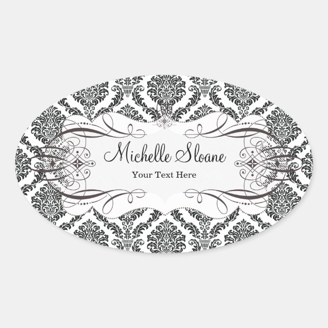 Adesivo Oval Rótulo do Damasco (Frente)