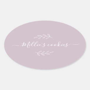 Adesivo Oval Rótulo Puro do Nome do Script de Pequenas Empresa