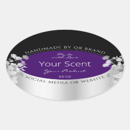 Adesivo Oval Rótulos de empacotamento de produto Floral Roxo e 
