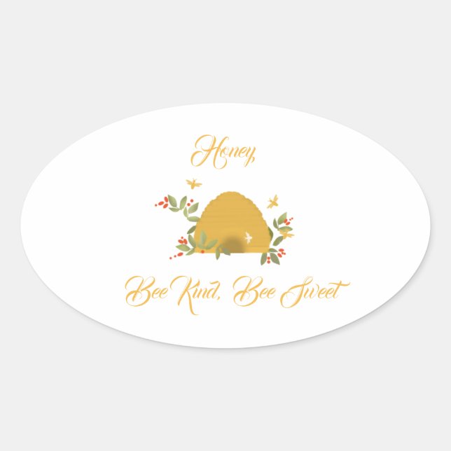 Adesivo Oval Rótulos de mel de colmeia (Frente)