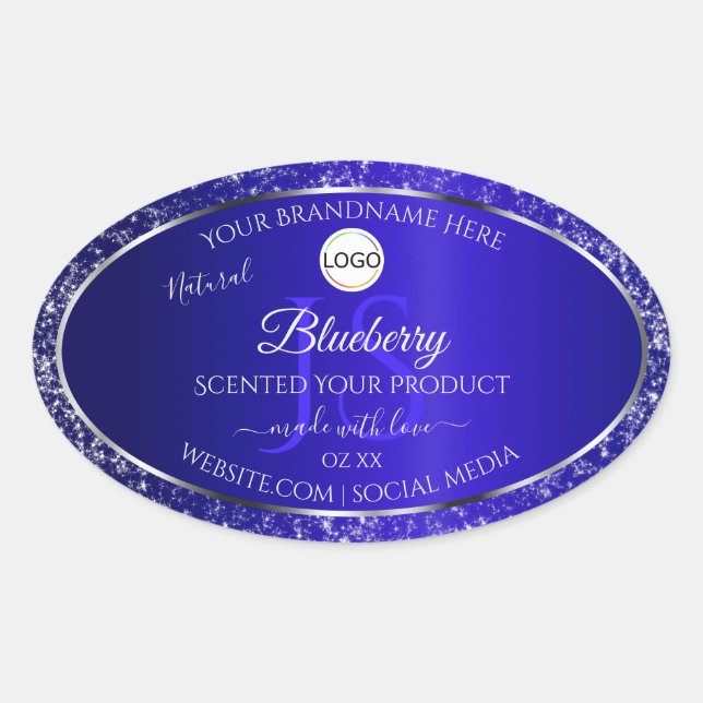 Adesivo Oval Rótulos de produto da Lista de Iniciais do Logotip (Frente)
