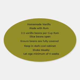 Adesivo Oval Rótulos de receitas da Vanilla Bourbon caseira