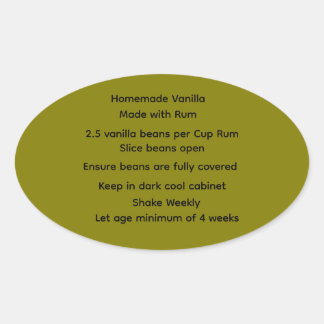 Adesivo Oval Rótulos de receitas da Vanilla Bourbon caseira
