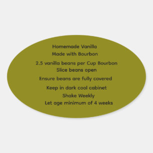 Adesivo Oval Rótulos de receitas da Vanilla Bourbon caseira