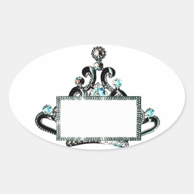 Adesivo Oval Rótulos de Tiara Real para Personalizar! (Frente)