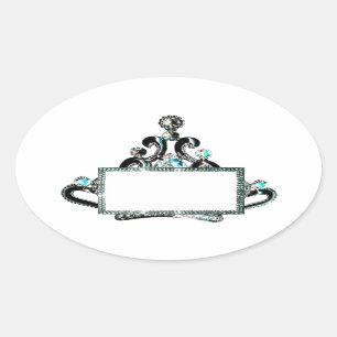Adesivo Oval Rótulos de Tiara Real para Personalizar!