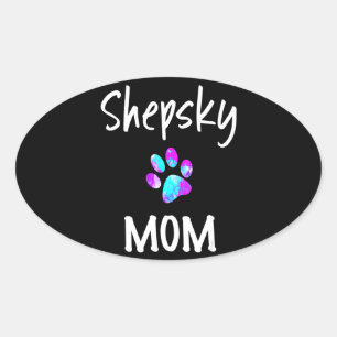 Adesivo Oval Rouco Shepsky Mãe Rouco Mix Cachorro German she