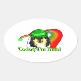 Adesivo Oval Rough Tri Collie Saint Patricks