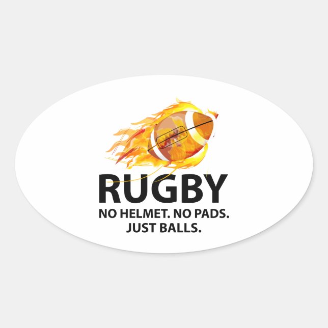 Adesivo Oval Rugby. Sem capacete. Sem Pads. Só Bolas. (Frente)