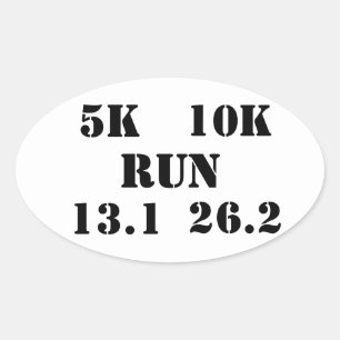 Adesivo Oval RUN - Ciclo de execução de 5k, 10k, 13.1, 26.2