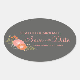 Adesivo Oval Rustic Floral Save Date (Salvar floral russo)