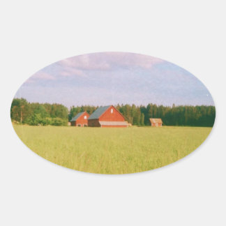 Adesivo Oval Rustic summer field, Helsingia, Sweden