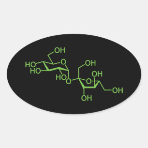 Adesivo Oval Sacarose Açúcar Molécula Diagrama Químico