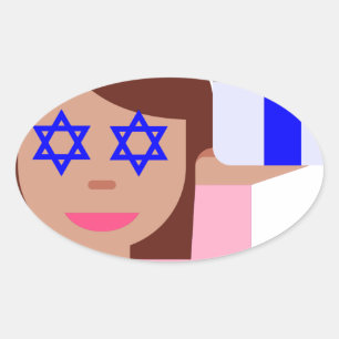 Adesivo Oval sacudir de cabelo chanukkah emoji